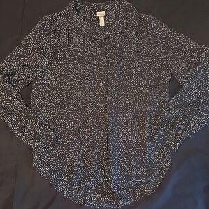 Women's button-up polka-dot top size 4, long sleeves